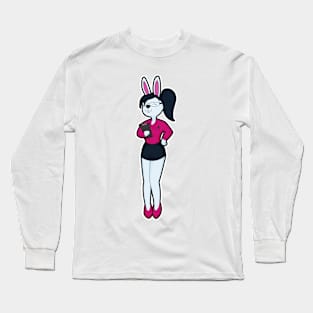 Rabbit as Secretary with Notepad & Glasses Long Sleeve T-Shirt